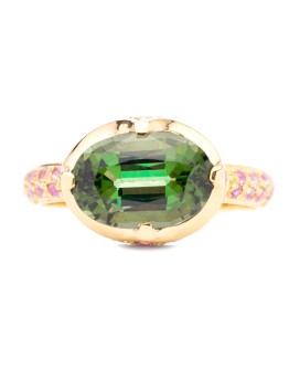 Ring with tourmaline and pink sapphires