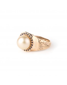 Rose Gold Ring with Water Salt Pearl