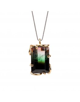 White and Yellow Gold Pendant with Tourmaline