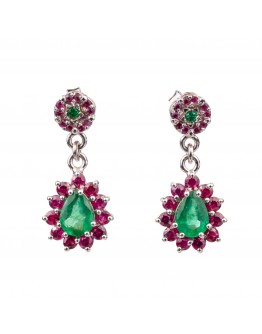 White Gold Earrings with Emeralds